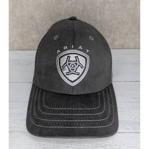Ariat Mens Charcoal Gray Baseball Cap Snapback Shield Logo Adjustable